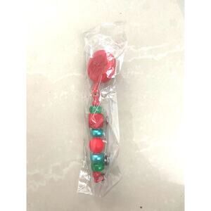 Christmas Colors Beadable Badge Reel - Handmade